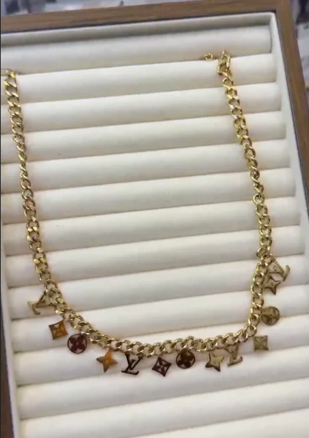 Stillness Heavy LV Charms Stainless Steel Necklace for Women