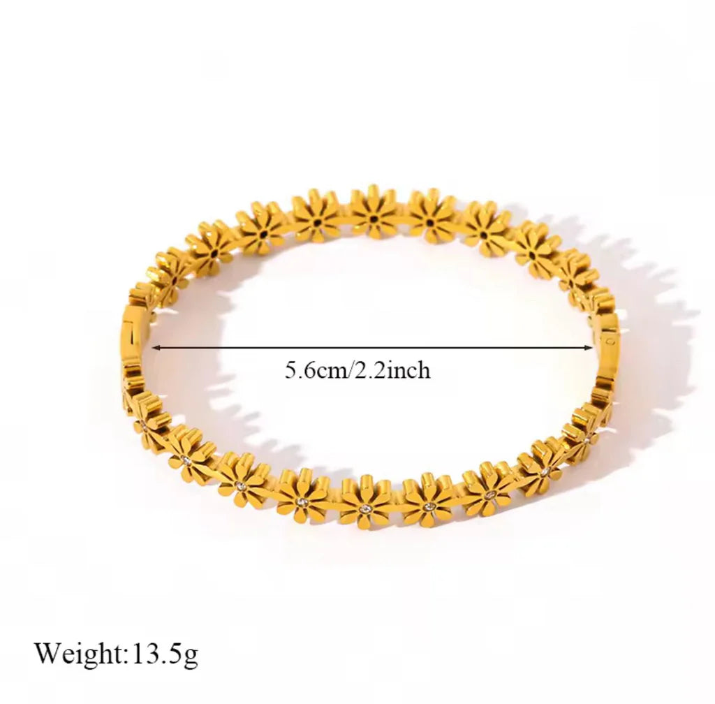 Bloom Luxe Floral Stainless Steel Bangle for Women