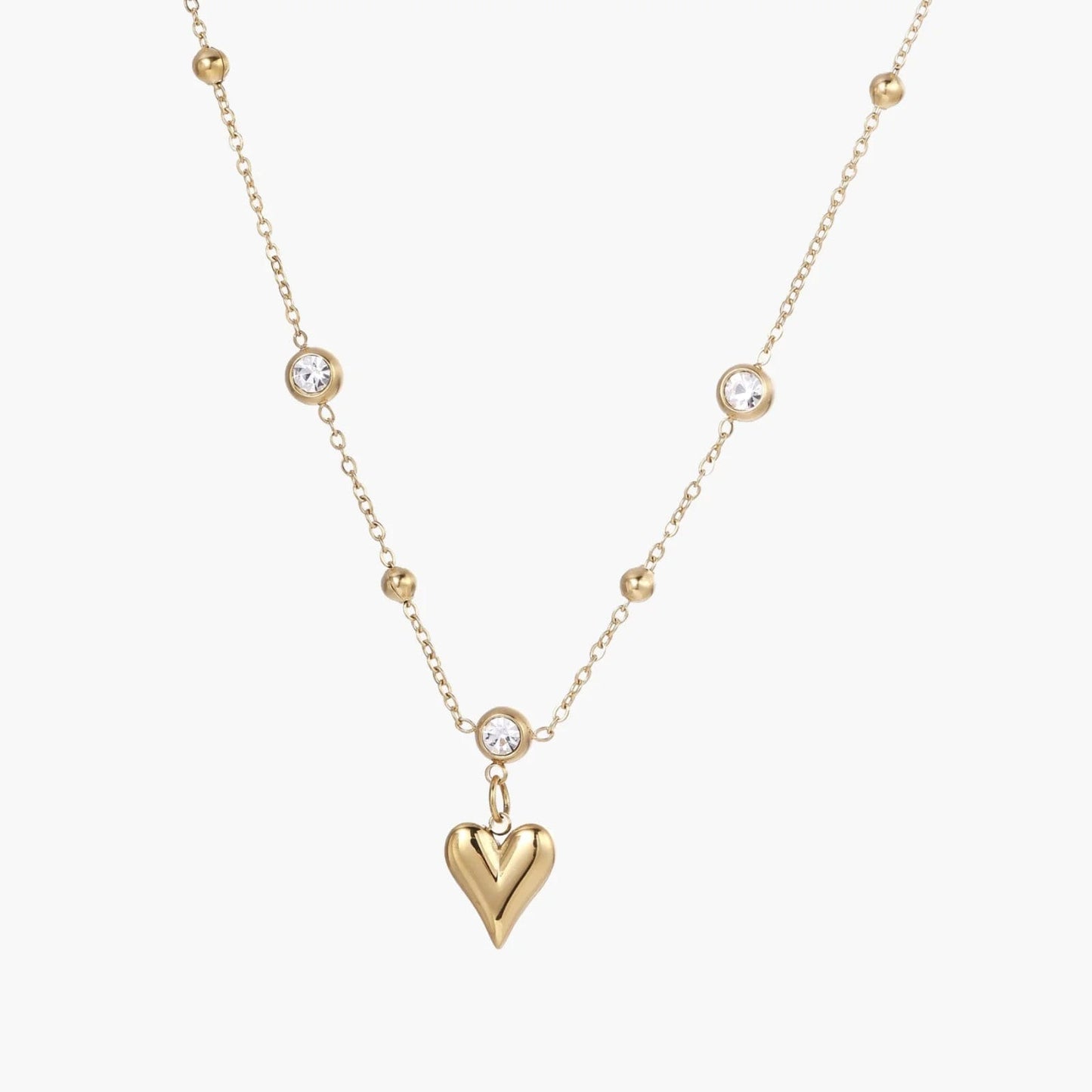 Stillness Heart Halo Stone Stainless Steel Locket Necklace for Women