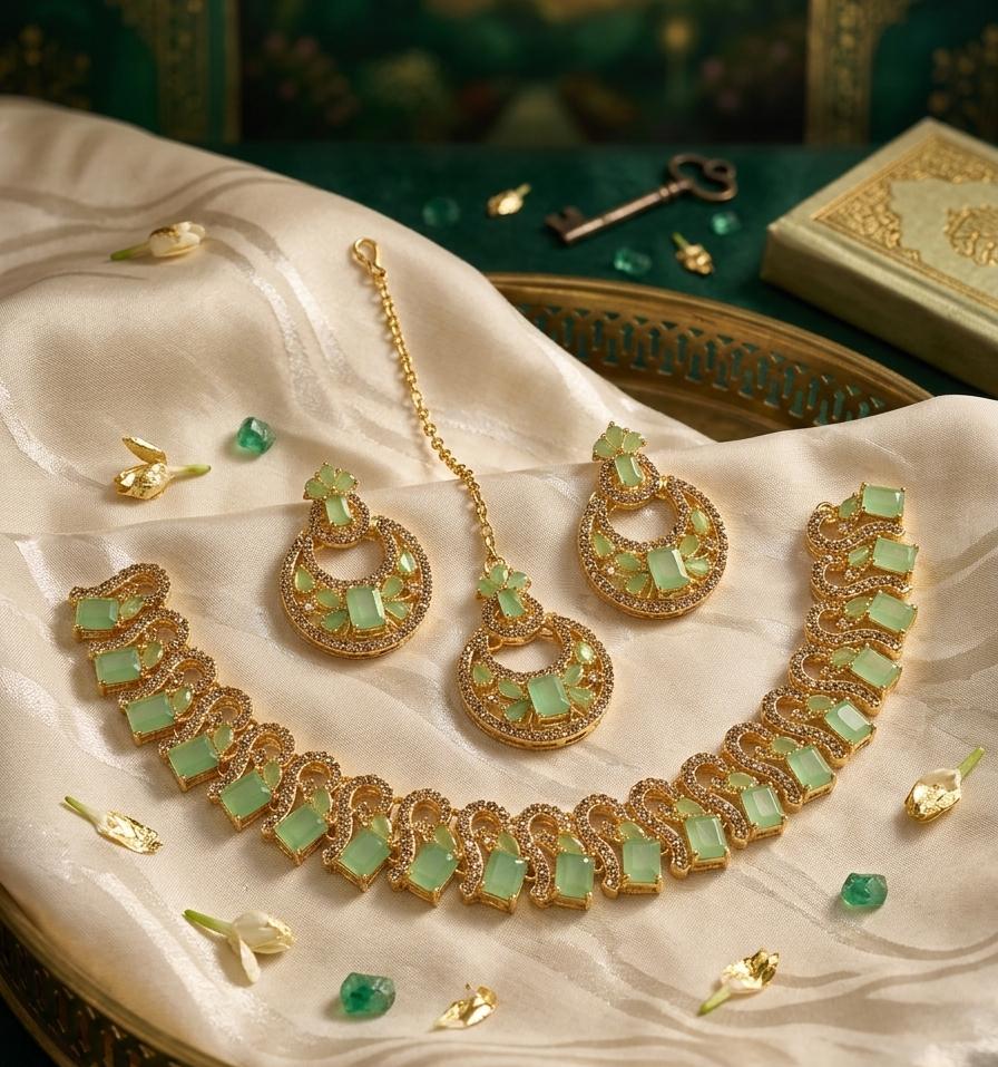 Elegant Zircon Necklace Set for Women Premium Party Wear Collection