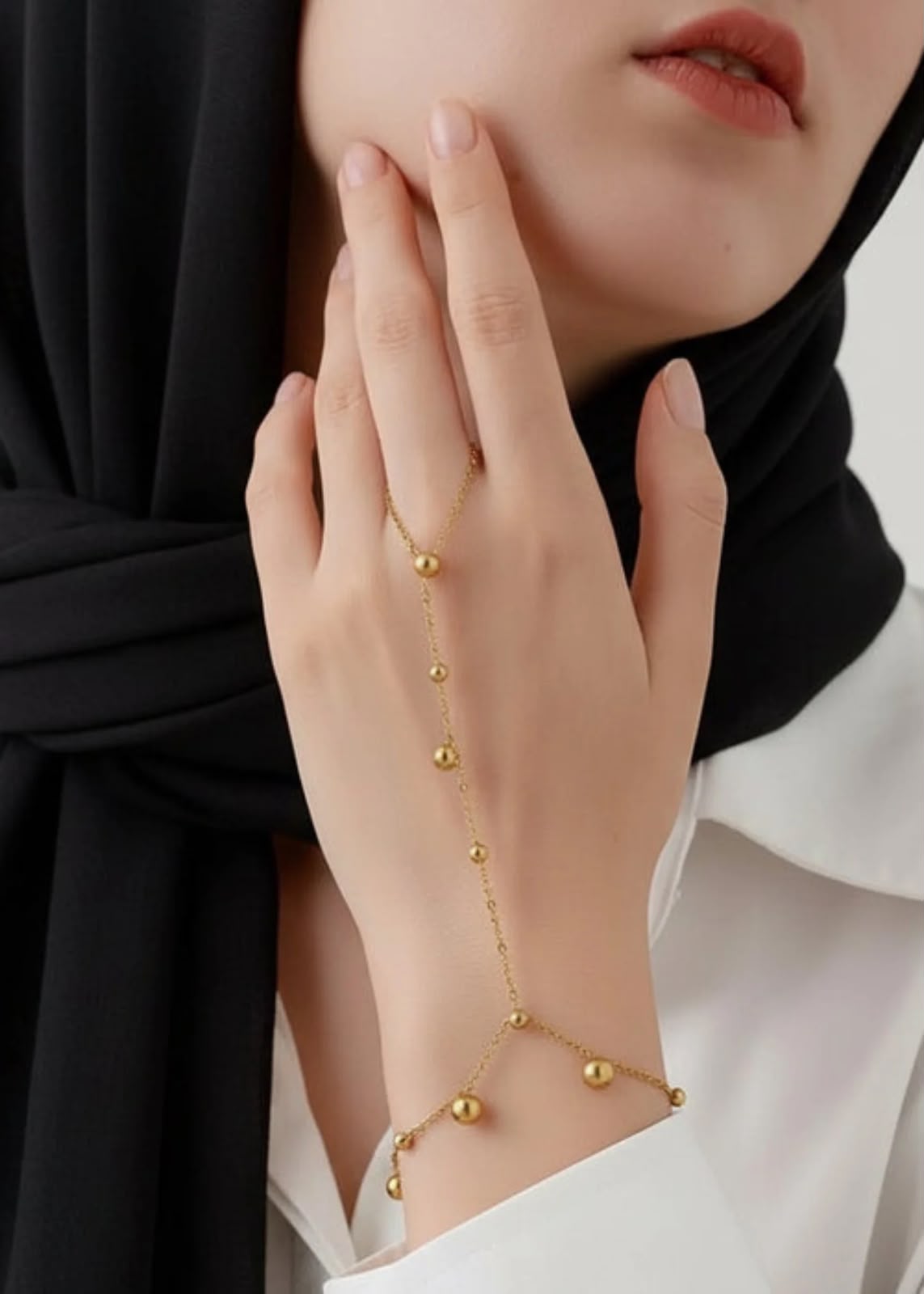 Luna Beaded Luxury Hand Chain for Women – 316L Stainless Steel Collection