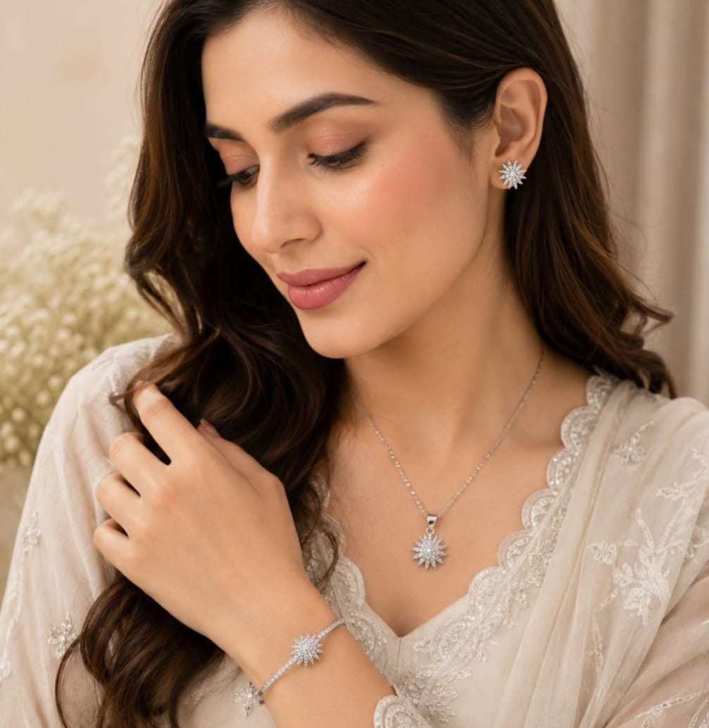 Golden Blossom Floral Jewelry Set for Women