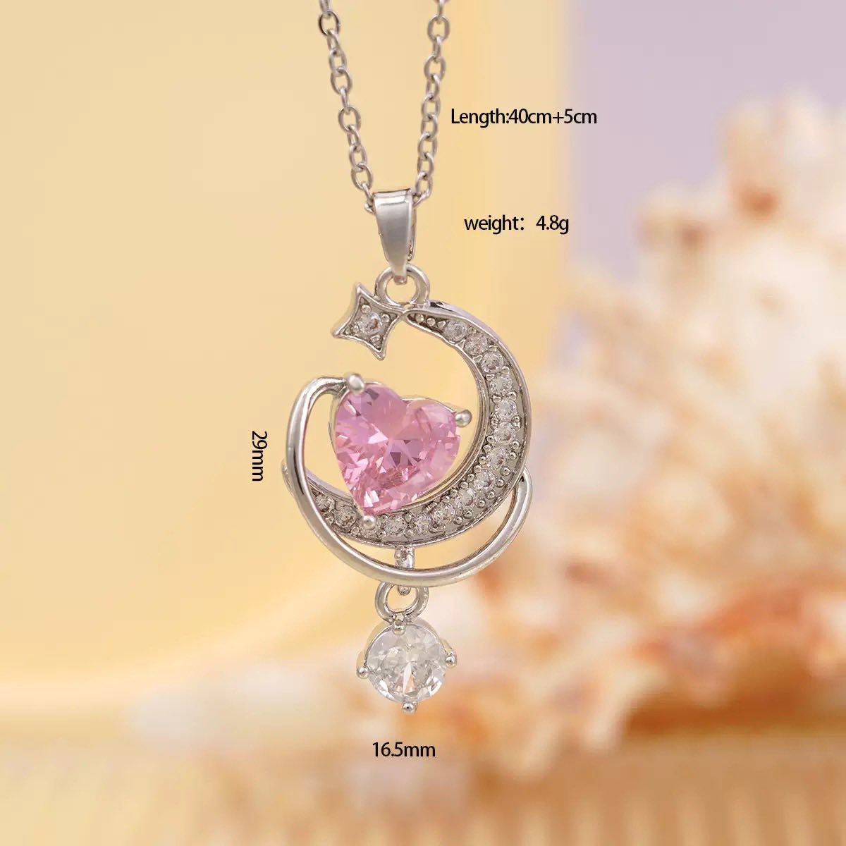 Celestial Heart Orbit Crystal Pendant Necklace for Women