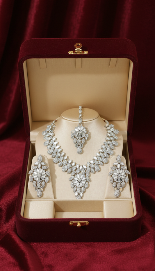 Eagle Kundan Glow Set Necklace,Earring and Tikka silver Edition | Party Wear Collection ✨