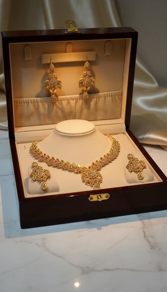 Eagle Kundan Glow Set – Necklace,Earring and Tikka Golden Edition | Party Wear Collection