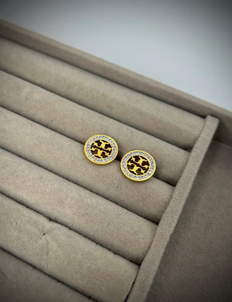 TY Signature Gold Plated Stud Earrings for Women