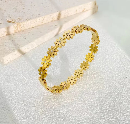 Bloom Luxe Floral Stainless Steel Bangle for Women