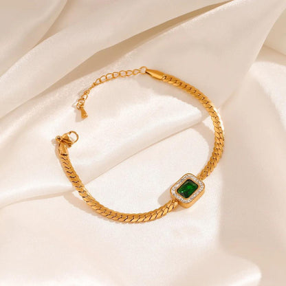 Emerald Luxe Snake Chain Stainless Steel Bracelet for Women