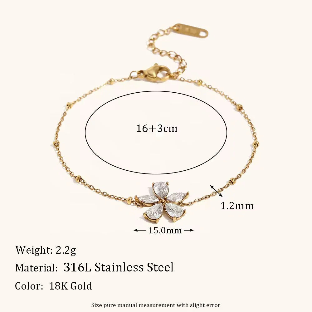 Bloom Grace Floral Stainless Steel Bracelet for Women