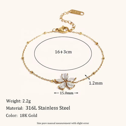 Bloom Grace Floral Stainless Steel Bracelet for Women