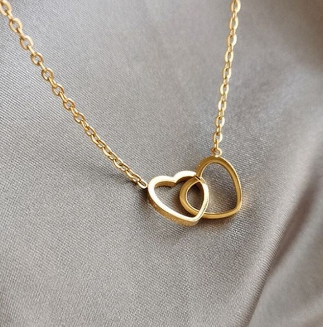 Stillness Twin Heart Stainless Steel Necklace for Women