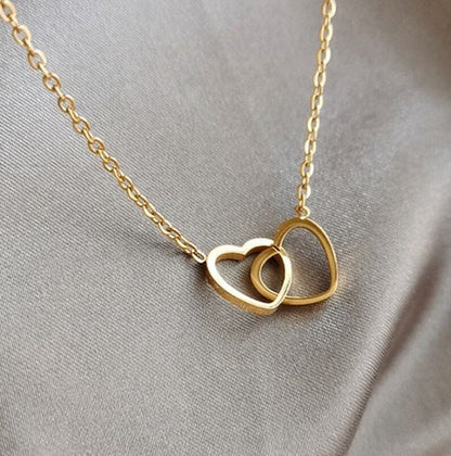 Stillness Twin Heart Stainless Steel Necklace for Women