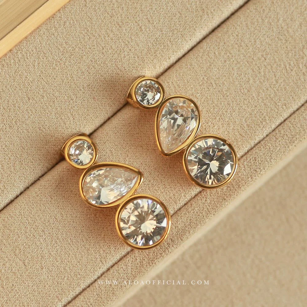 Stillness Triple Stone Stud Earrings for Women