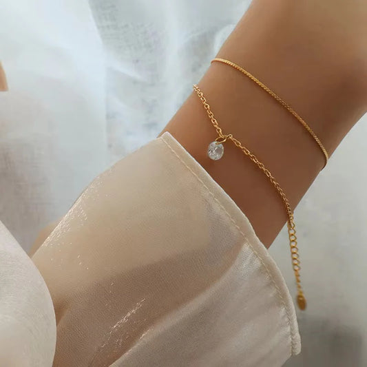Stillness Matching Anklet &amp; Bracelet Set for Women