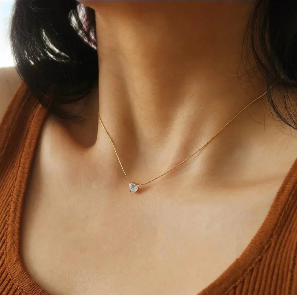 Stillness Heart Sparkle Stone Necklace for Women