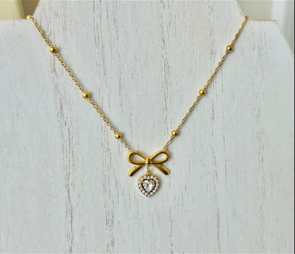 Bow Stone Stainless Steel Necklace for Women
