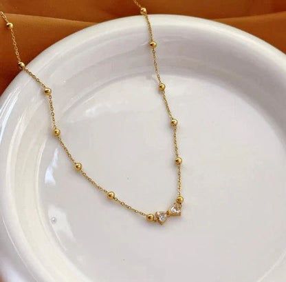 Bow Zircon Elegance Stainless Steel Necklace for Women