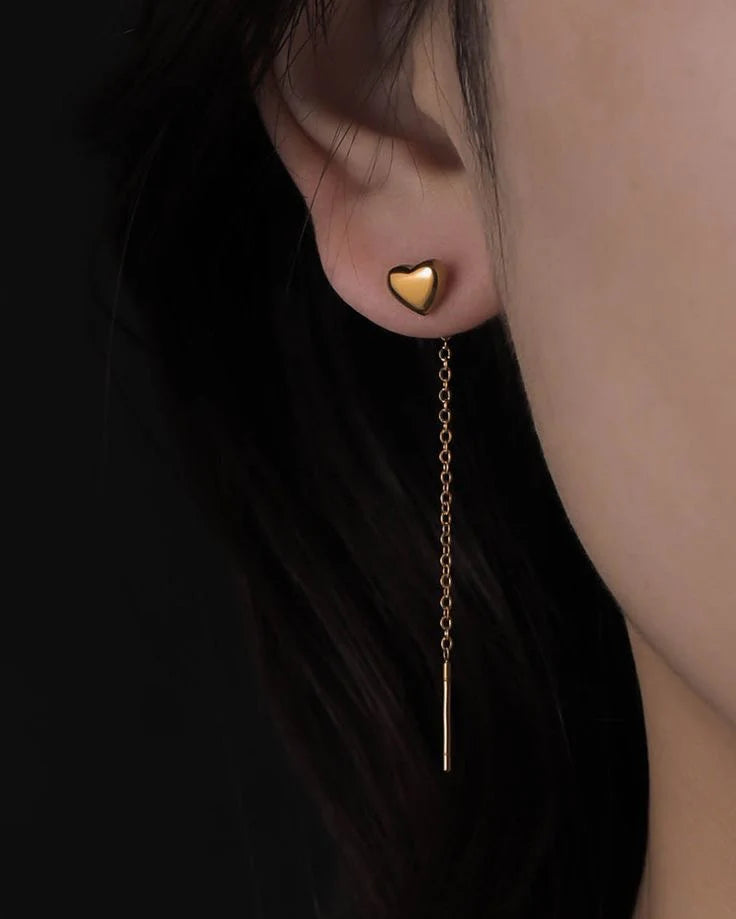 Stillness Heart Chain Earrings for Women