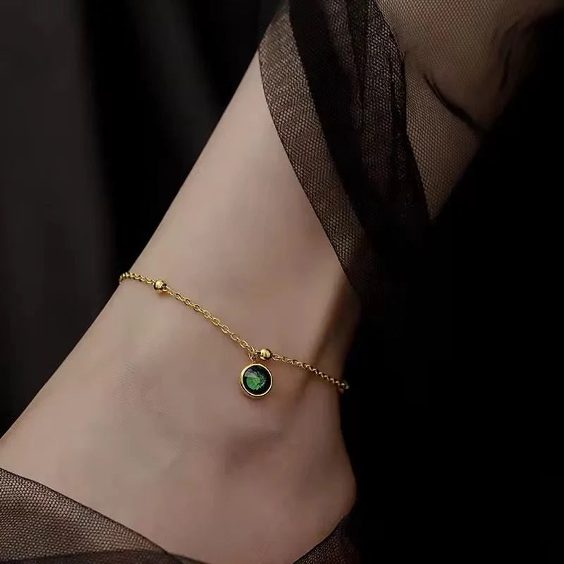 Emerald Glow Anklet for Women