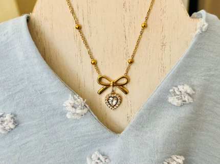 Bow Stone Stainless Steel Necklace for Women