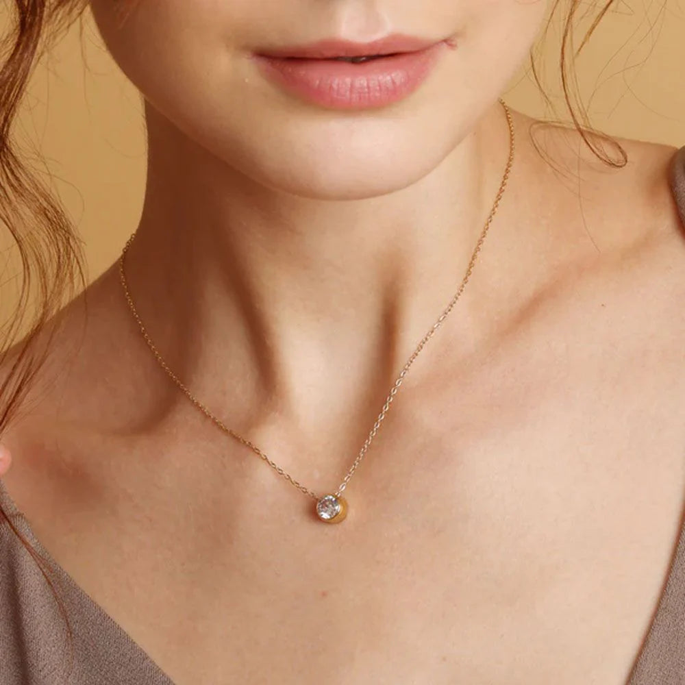 Emerald Duo Stone Stainless Steel Necklace for Women