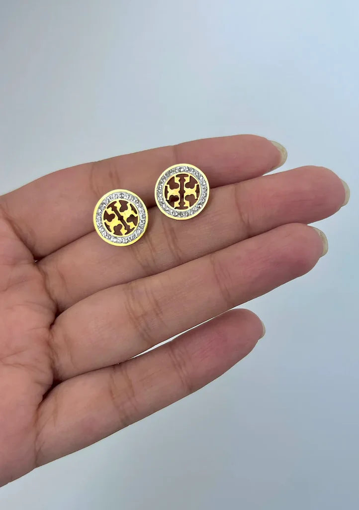 TY Signature Gold Plated Stud Earrings for Women
