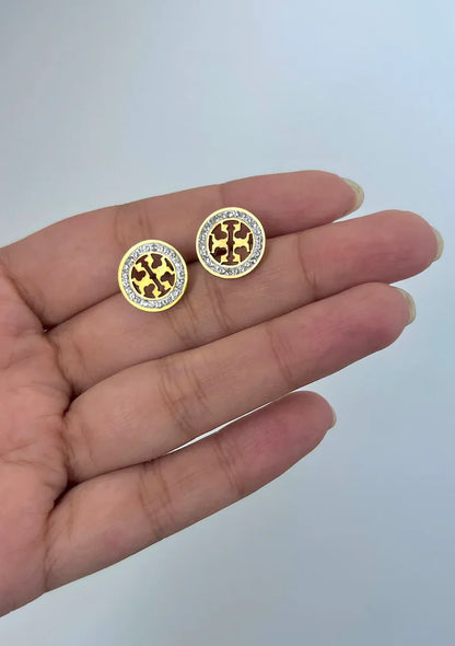 TY Signature Gold Plated Stud Earrings for Women