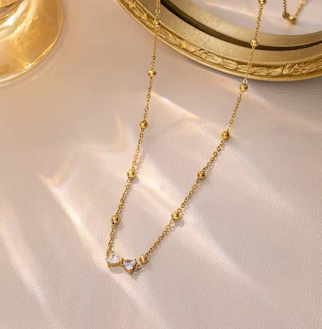 Bow Zircon Elegance Stainless Steel Necklace for Women