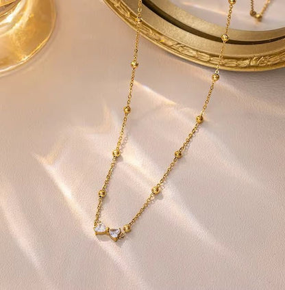 Bow Zircon Elegance Stainless Steel Necklace for Women