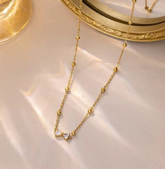 Bow Zircon Elegance Stainless Steel Necklace for Women