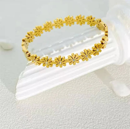 Bloom Luxe Floral Stainless Steel Bangle for Women