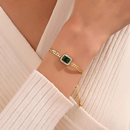 Emerald Luxe Snake Chain Stainless Steel Bracelet for Women