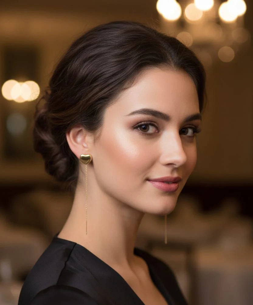 Stillness Heart Chain Earrings for Women