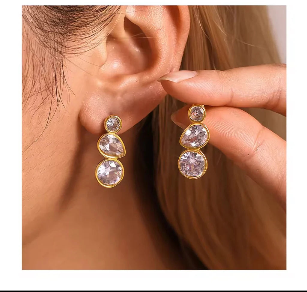 Stillness Triple Stone Stud Earrings for Women