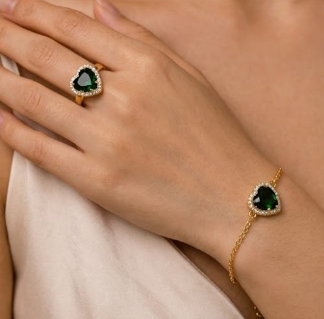 Amora Heart Gold Plated Jewelry Set for Women