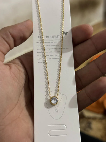 Emerald Duo Stone Stainless Steel Necklace for Women