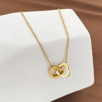 Stillness Twin Heart Stainless Steel Necklace for Women