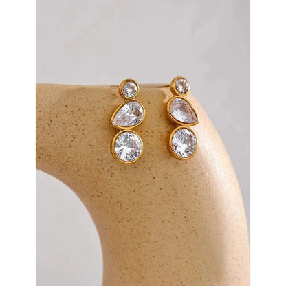 Stillness Triple Stone Stud Earrings for Women