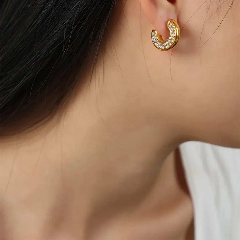 Stillness Glint Mini CZ Hoops for Women