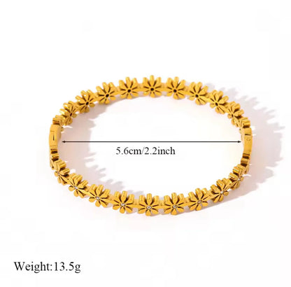 Bloom Luxe Floral Stainless Steel Bangle for Women