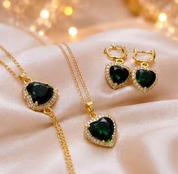 Amora Heart Gold Plated Jewelry Set for Women