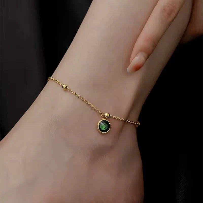 Emerald Glow Anklet for Women