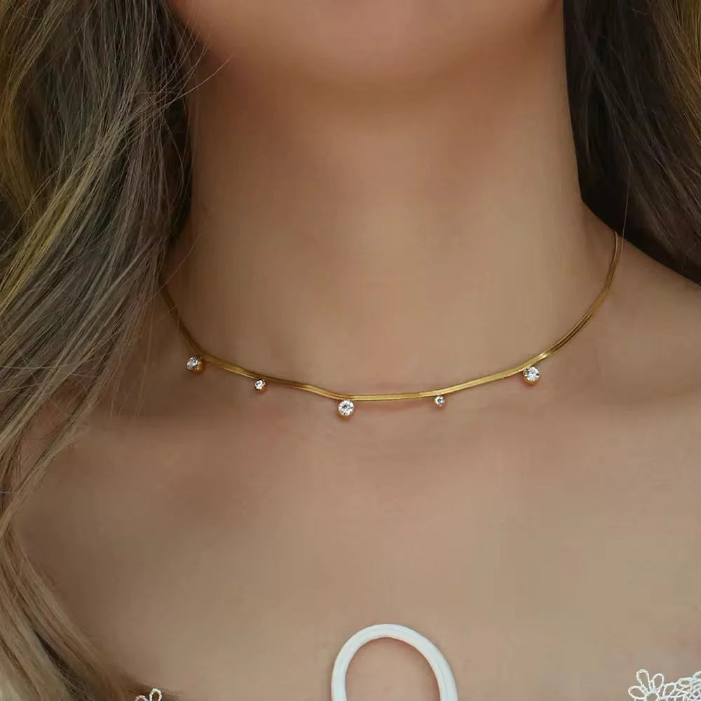Stillness Snake Chain Stone Necklace for Women