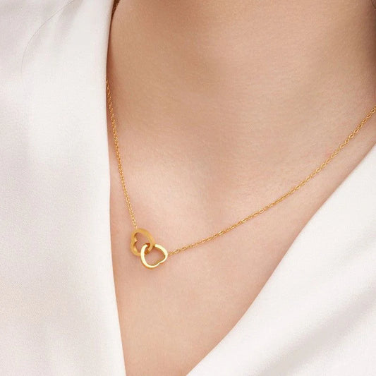 Stillness Twin Heart Stainless Steel Necklace for Women