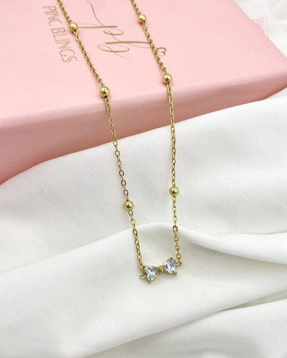 Bow Zircon Elegance Stainless Steel Necklace for Women