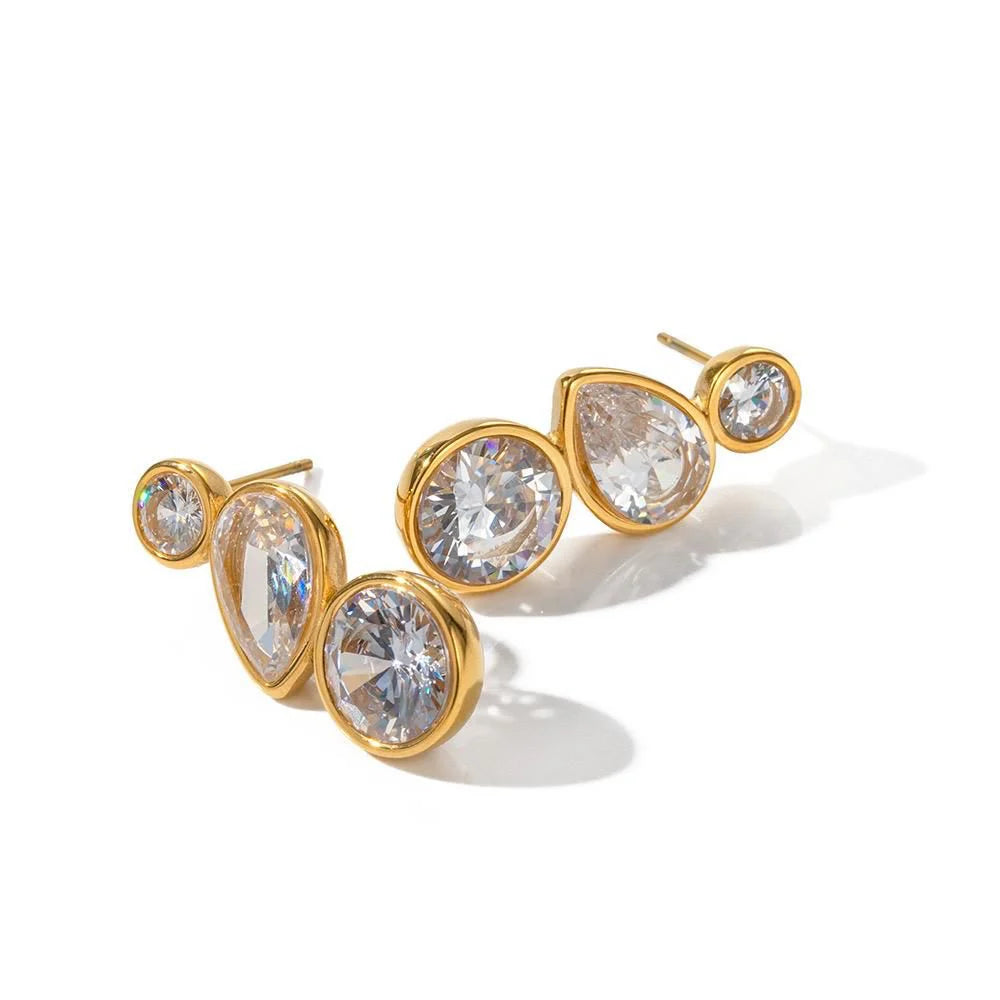 Stillness Triple Stone Stud Earrings for Women