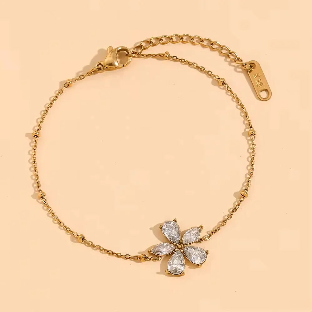Bloom Grace Floral Stainless Steel Bracelet for Women
