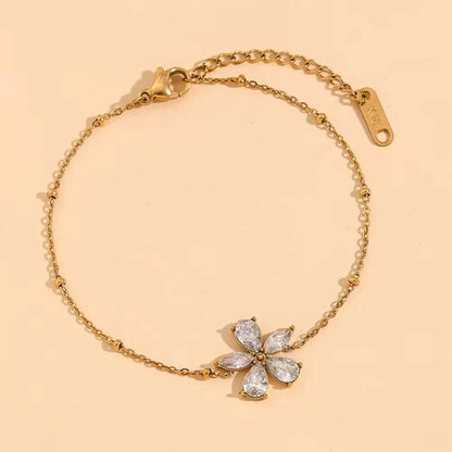 Bloom Grace Floral Stainless Steel Bracelet for Women