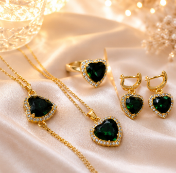 Amora Heart Gold Plated Jewelry Set for Women