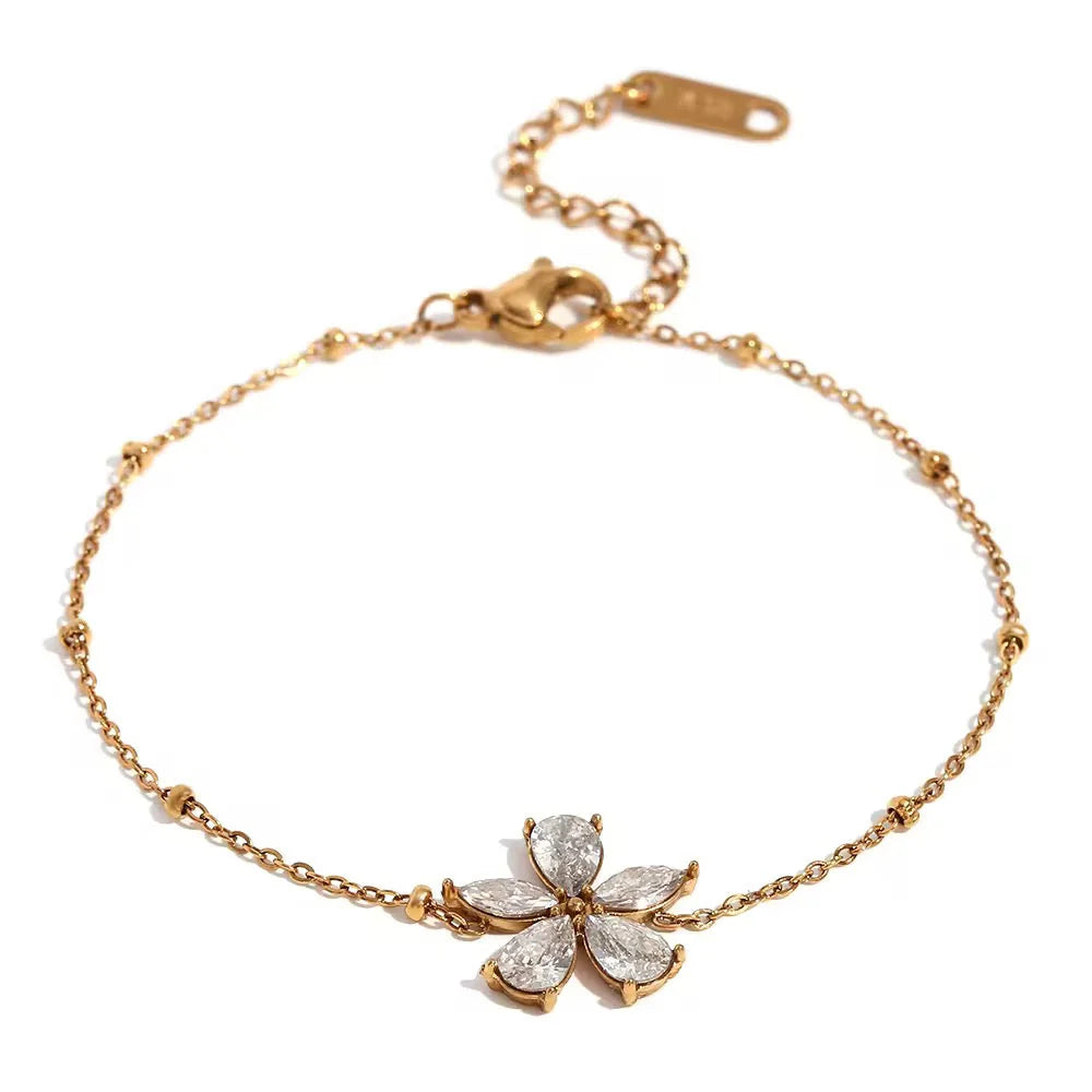 Bloom Grace Floral Stainless Steel Bracelet for Women